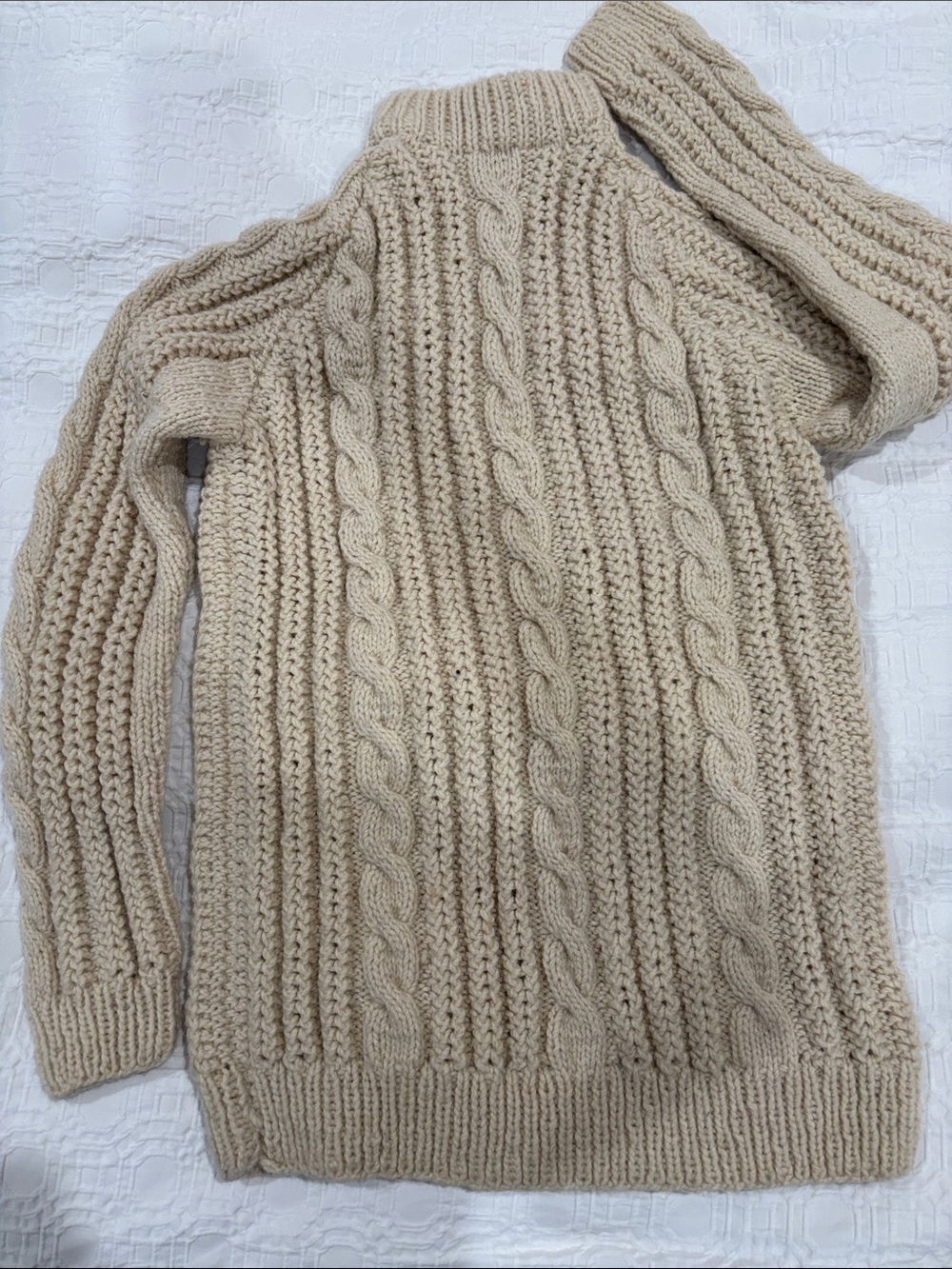 Cable-Knit 100% Wool  Turtleneck Sweater Made in Portugal